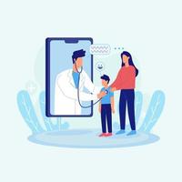 Online doctor visiting patient vector illustration concept