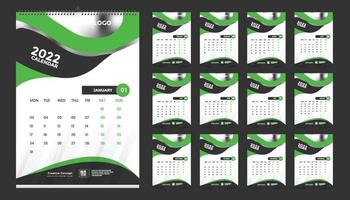 Diseño de plantilla de calendario de pared mensual para 2022, año. la semana comienza el domingo. diario del planificador con lugar para la foto. vector