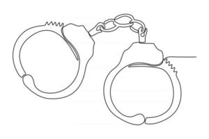 continuous line drawing of handcuffs vector illustration