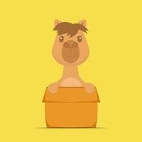 Cute Camel Playing Box Cartoon vector