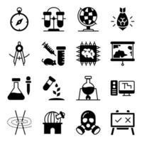 paquete de iconos sólidos de química vector