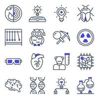 Pack of Science and Lab Apparatus Flat Icons vector