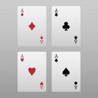 Four aces poker card isolated on grey background, vector illustration