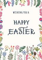 Happy Easter greeting card with hand drawn lettering vector