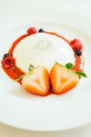 Panna cotta with strawberry and rasberry photo