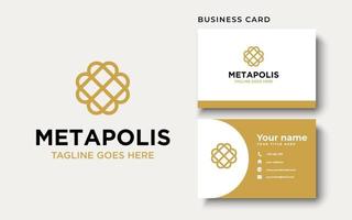 Gold Flower Logo Template Isolated in White Background with Business Card vector