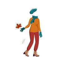 Autumn set of clothes for a pleasant walk in the park vector