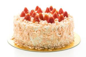 Vanilla cake dessert with strawberry on top photo