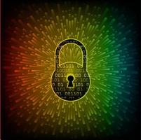 Closed Padlock on digital background, cyber security vector