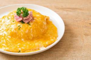 Creamy Omelet with Ham on Rice photo