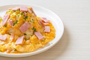 Creamy Omelet with Ham on Rice photo