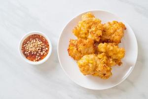 Deep-fried corn with sauce - vegan and vegetarian food style