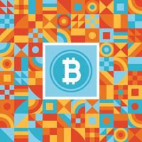 Simple geometric pattern with bitcoin icon sign vector illustration