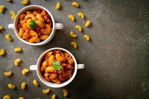 Macaroni with tomatoes sauce and mince pork, American chop suey, American goulash photo