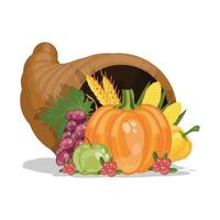 thanksgiving day set, cornucopia illustration vector