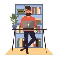 Man standing by the table vector