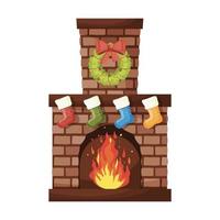 Christmas fireplace with stockings