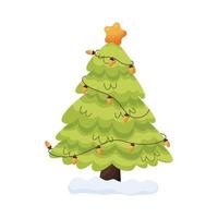 árbol de navidad con guirnaldas vector