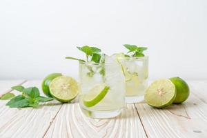 Iced lime soda with mint - refreshing drink photo