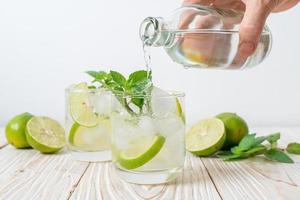 Iced lime soda with mint - refreshing drink photo