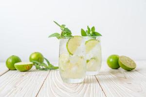 Iced lime soda with mint - refreshing drink photo