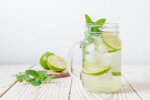 Iced lime soda with mint - refreshing drink photo