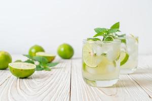 Iced lime soda with mint - refreshing drink photo