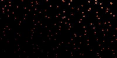 Dark Orange vector background with small and big stars. Shining colorful illustration with small and big stars. Best design for your ad, poster, banner.