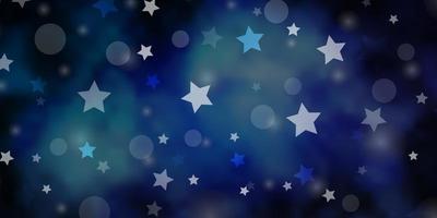 Dark BLUE vector background with circles, stars. Abstract design in gradient style with bubbles, stars. Pattern for trendy fabric, wallpapers.