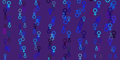 Light Pink, Blue vector pattern with feminism elements.