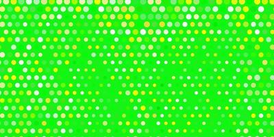 Fondo de vector verde claro, amarillo con burbujas.