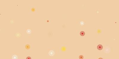 Light orange vector doodle pattern with flowers.