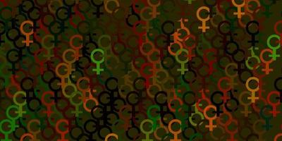 Light Green, Yellow vector texture with women's rights symbols.