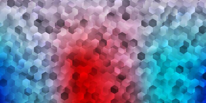 Light blue, red vector template in a hexagonal style.