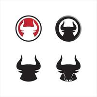 Toro cuerno cabeza vaca y búfalo logotipo y símbolos plantilla de aplicación de iconos vector