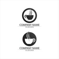 taza de café plantilla de logotipo icono de taza bebida caliente conjunto de café vector