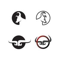 Aplicación de iconos de plantilla de logotipo y símbolos de vaca y búfalo de cuerno de toro vector