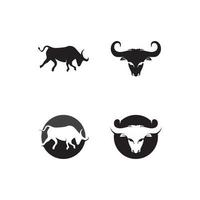 Aplicación de iconos de plantilla de logotipo y símbolos de vaca y búfalo de cuerno de toro vector