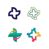 conjunto de iconos de hospital para el cuidado del logotipo de salud, médico, medicina, meditación y vector de icono de diseño de hospital