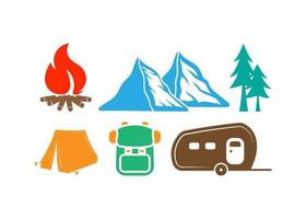 Ilustración de vector de plantilla de diseño de icono de camping aislado