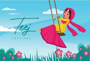 Indian festival teej banner design template vector