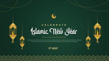 Celebrate Islamic new year banner design template vector