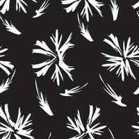 Black and White Floral Brush strokes Seamless Pattern Background vector