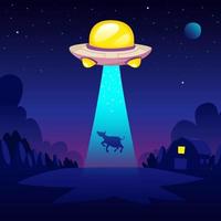 UFO Abducting a Cow from Ranch vector
