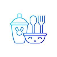 Kids dinnerware gradient linear vector icon