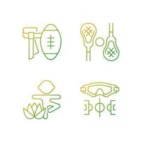 Summer camp activities gradient linear vector icons set