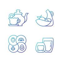 Trendy kitchenware gradient linear vector icons set