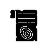 Fingerprints on piece of paper black glyph icon vector