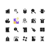 Escape room black glyph icons set on white space vector