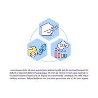Lowering CO2 emissions concept line icons with text vector